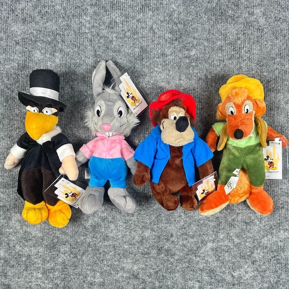 Disney Splash Mountain Bean Bag Plush Set of 4 Brer Rabbit Fox Bear Vulture NWT